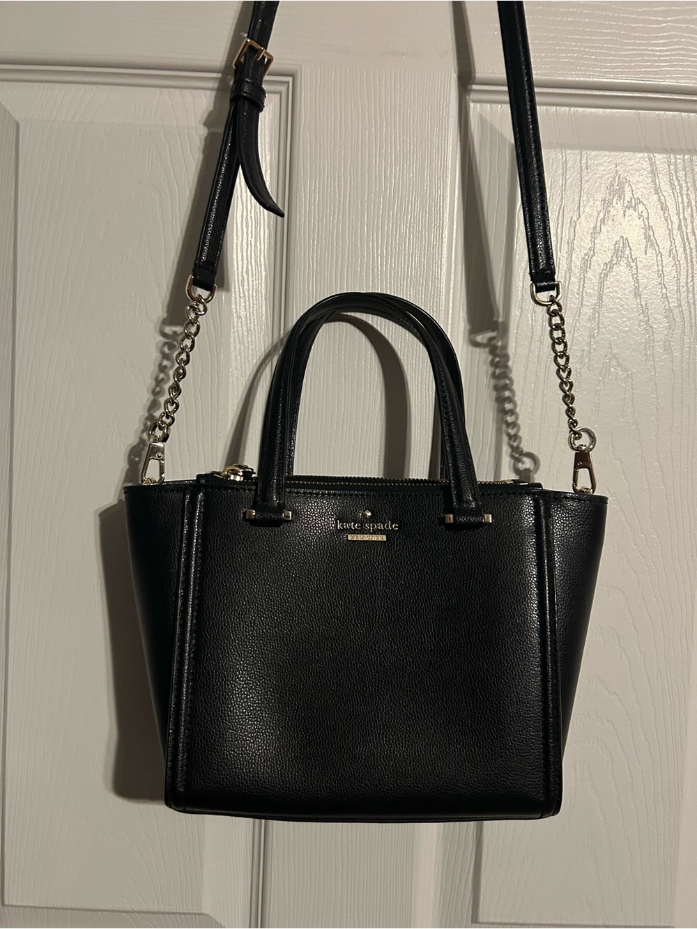 kate spade Black Pebbled Leather Mini Convertible Satchel